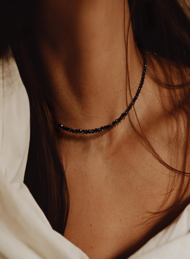 Raicegs Obsidian Beaded Necklace Crystal Gemstone Choker Necklace for Women 3mm Natural Stone Beads Handmade Jewelry Gift for Women - Image 2